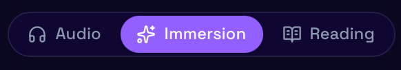 Audio, Immersion, and Reading mode toggle